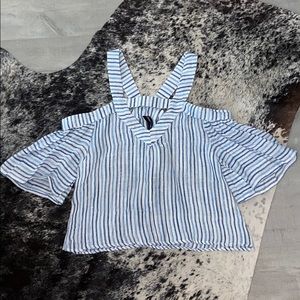 Striped open shoulder shirt